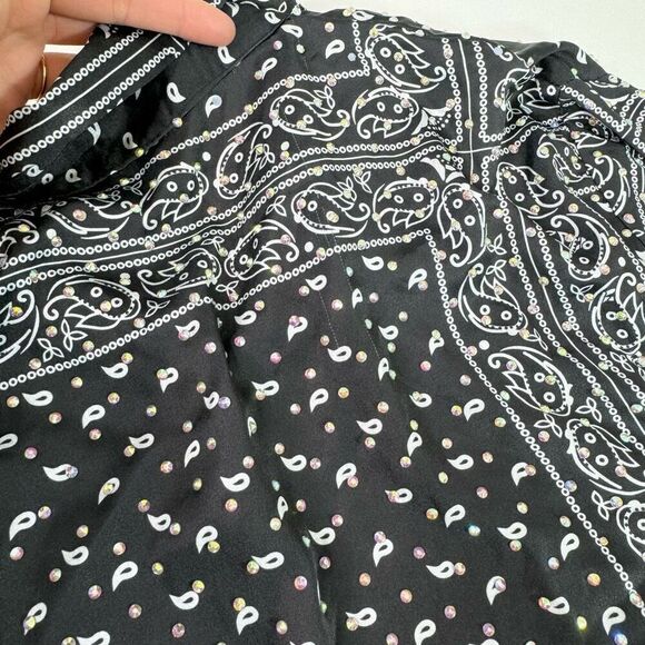 Akira Top Womens Medium Black Western Bling Country Collar Dark NewTunic - Picture 8 of 10